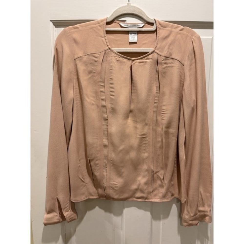 Diane Von Furstenberg Pink Kneema Keyhole‎ Long Sleeve Blouse Size 0
